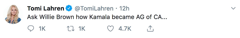 Illustration for article titled Warped Flip-Flop Tomi Lahren Apologizes for Tweeting Sen. Kamala Harris Slept Her Way to the Top